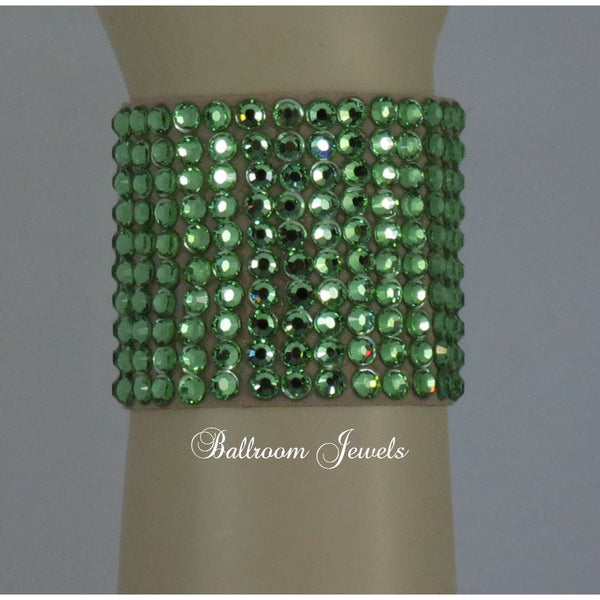 Swarovski Crystal 2 in wide Ballroom Bracelet Peridot - Swarovski Bracelet - Ballroom Jewels