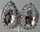 Large Pear Ballroom Earrings - Clear Crystal