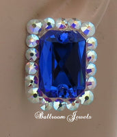 Emerald shaped Crystal Earrings in Majestic blue