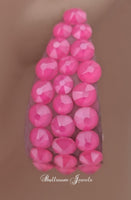 Large wide hoop crystal earrings in Electric Pink