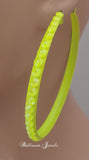 Jumbo Crystal hoop earrings - Electric Yellow