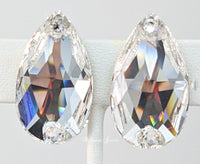Large crystal pear Ballroom Earrings - Clear