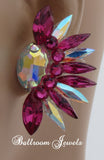 Crystal Ballroom Earrings Oval and Spray in color - Earrings - Ballroom Jewels - 7