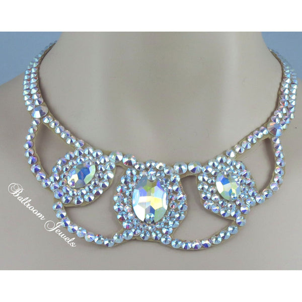 Ballroom Necklace Swarovski Crystal Three ovals - Swarovski Necklace - Ballroom Jewels
