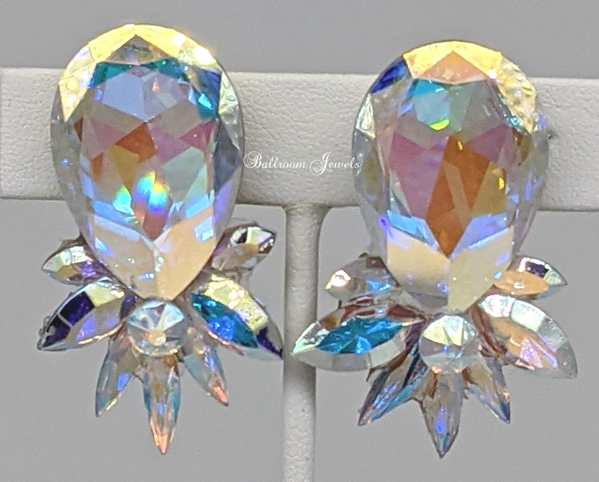 Over Sized Light Topaz Crystal and Rhinestone Statement Earrings | 606370