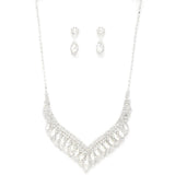 Clear crystal navette necklace set