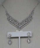 Clear crystal navette necklace set