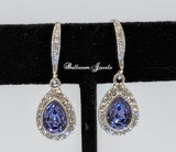 Crystal purple pear petite drop earrings