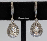 Clear crystal pear petite drop earrings