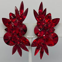 Rivoli multi shapes large crystal earrings - red