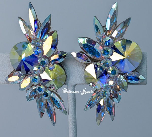 Rivoli multi shapes large crystal earrings