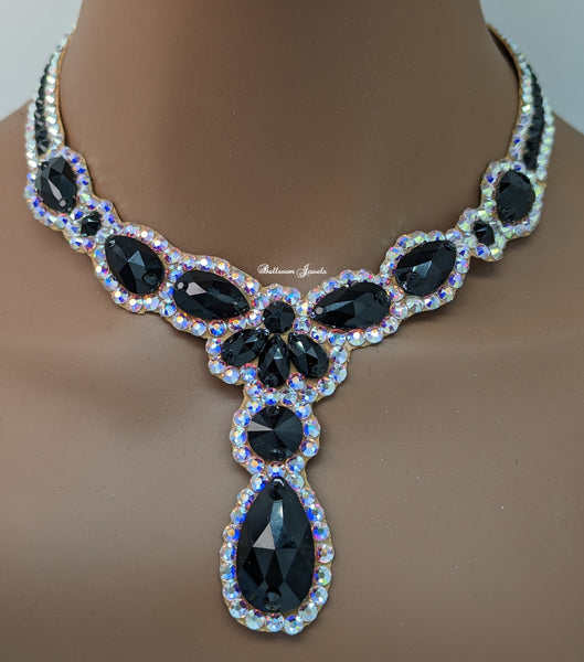 Ballroom Necklace Pears and drop in Jet black