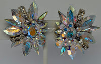 Aurora borealis multi crystal ballroom spray earrings