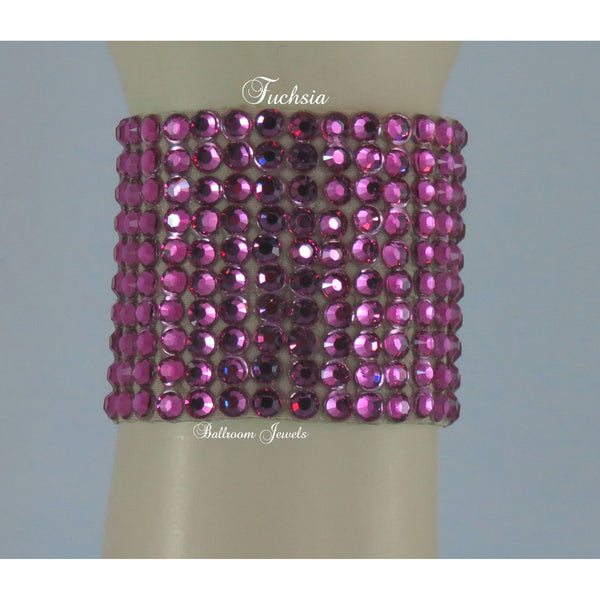 Swarovski Crystal 2 in wide Ballroom Bracelet in Fuchsia - Swarovski Bracelet - Ballroom Jewels