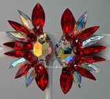 Ballroom Earrings Oval and Spray in Light Siam Red