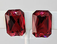 Emerald shaped crystal Ballroom Earrings - Ruby