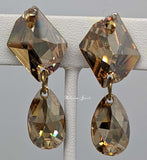 Crystal Cosmic and pear drop ballroom earrings - golden shadow