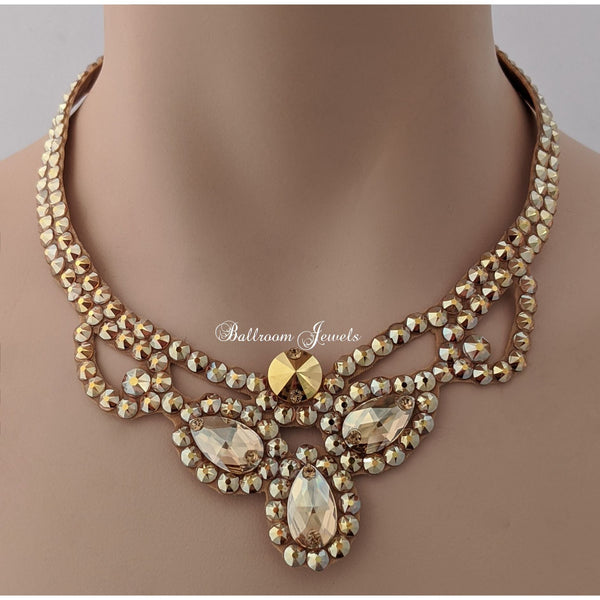 Three Pear Ballroom Necklace in Gold