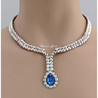 Ballroom Necklace small pear drop in Sapphire Blue