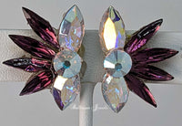 Small Spray Crystal Ballroom Earrings Amethyst Purple