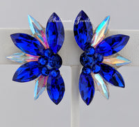 Half Star crystal ballroom earrings - Majestic blue