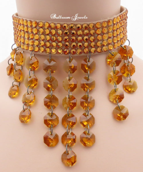 Octagon Crystal drop ballroom necklace - Clearance