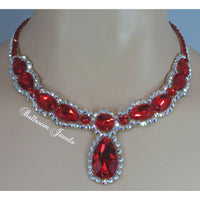 Ballroom Light Siam Pear Necklace - Swarovski Necklace - Ballroom Jewels