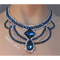 Ballroom Square and Pear Blue necklace - Swarovski Necklace - Ballroom Jewels