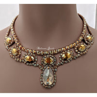 Pear and Oval  Ballroom Necklace - gold