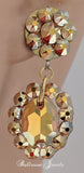 Ballroom crystal round and oval drop earring - gold