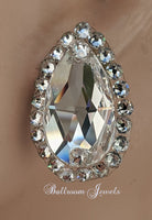 Large Pear Ballroom Earrings - Clear Crystal