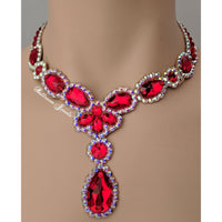 Ballroom Necklace Pears and drop in light Siam Red