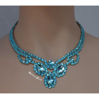 Three Pear Ballroom Necklace in Light Turquoise