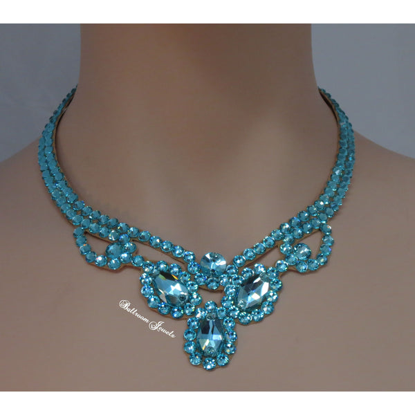 Three Pear Ballroom Necklace in Light Turquoise