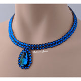 Ballroom Necklace Simple pear in blue