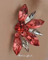 Half Star crystal ballroom earrings - Peach (Padparadscha)