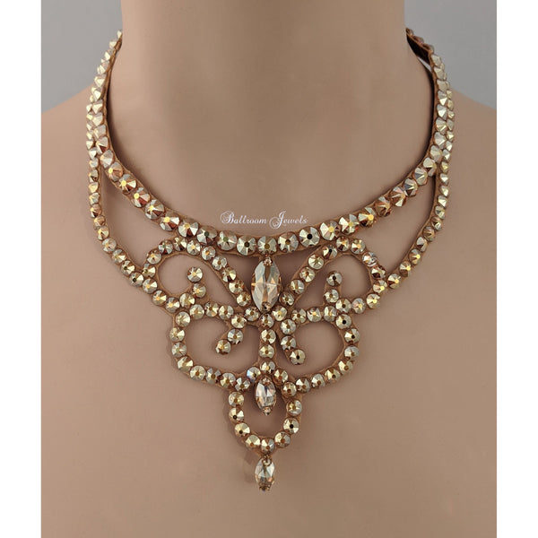 Ballroom Crystal Swirl Necklace - Gold