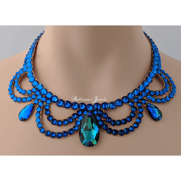 Ballroom Crystal Victorian Necklace - Blue