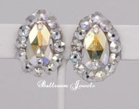 Pear crystal ballroom earrings - aurora borealis