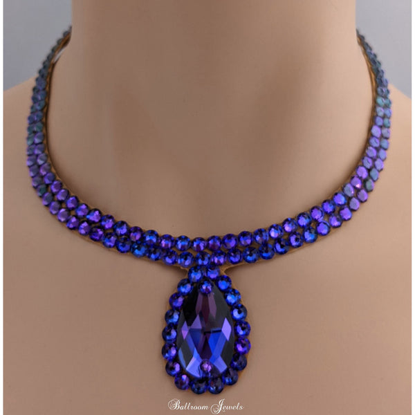 Simple pear in Ballroom Necklace in Heliotrope purple
