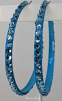 Jumbo Crystal hoop earrings -  light turquoise