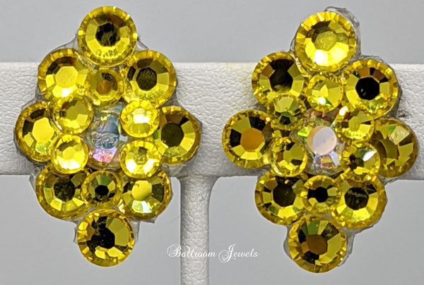 Ballroom Earrings multi crystal Citrine Yellow