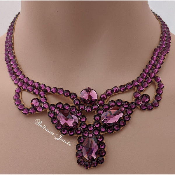Three Pear Ballroom Necklace  in Amethyst purple