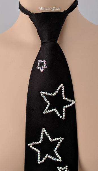 Men's  AB Crystal Star Black Tie