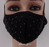 Black with jet crystals face covering