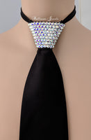 Men's  AB Crystal Black Tie