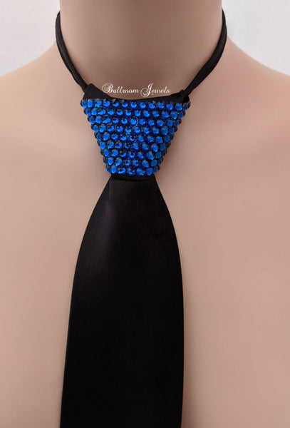Men's  Black Tie - Capri Blue Crystals