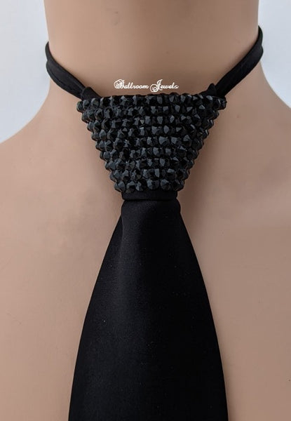 Men's  Black Tie - Black Crystals