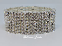 Clear Crystal 7 row stretch bracelet