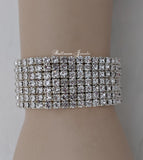 Clear Crystal 7 row stretch bracelet